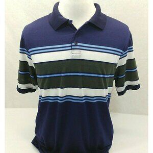 Swiss Cross Striped S/S Cool Performance Polyester Golf Polo Shirt Mens M